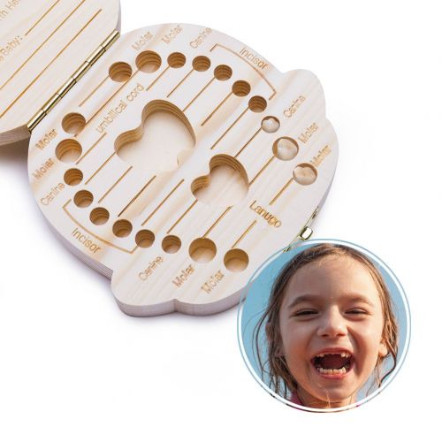  [아마존베스트]ELENKER Baby Teeth Box Save Wooden Boxes Deciduous Souvenir Box, Child Keepsake Holder Organizer (Girl)-Perfect Gift for Couples