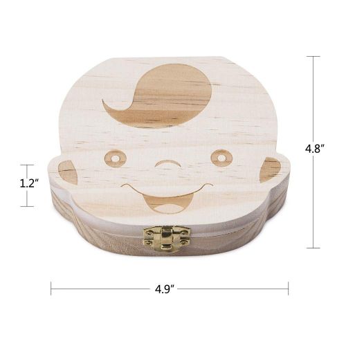  [아마존베스트]ELENKER Baby Teeth Box Save Wooden Boxes Deciduous Souvenir Box, Child Keepsake Holder...