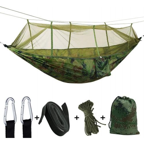  ELEOPTION Portable Camping Hammock Set All-Inclusive, Double Outdoor Hammock with Mosquito Bug Net, Tarp Cover, Tree Straps, Storage Bag