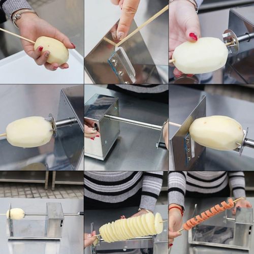  [아마존베스트]ELEOPTION Manual Stainless Steel Twisted Potato Apple Slicer Spiral French Fry Cutter for Tornado Potatoes Making, Manual Tornado Potato Spiral Cutter, Fast Fruit Vegetable Cutter