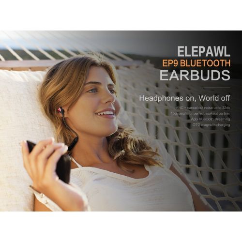 ELEPAWL Active Noise Cancelling Bluetooth Earbuds, Elepawl EP9 Wireless Headphones In Ear Sport Headset with Mic 6 Hours Playtime Volume Control for iPad iPhone Samsung PC Laptop Tablet Sm