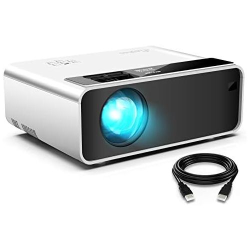  Mini WiFi Projector for iPhone, ELEPHAS Movie Projector with 1080P HD Portable Projector Supported 200 Screen, Compatible with Android/iOS/HDMI/USB/SD/VGA[2021 Latest Version], Whi