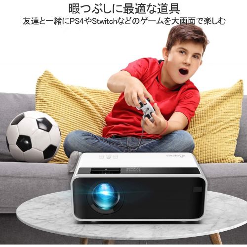  Mini WiFi Projector for iPhone, ELEPHAS Movie Projector with 1080P HD Portable Projector Supported 200 Screen, Compatible with Android/iOS/HDMI/USB/SD/VGA[2021 Latest Version], Whi