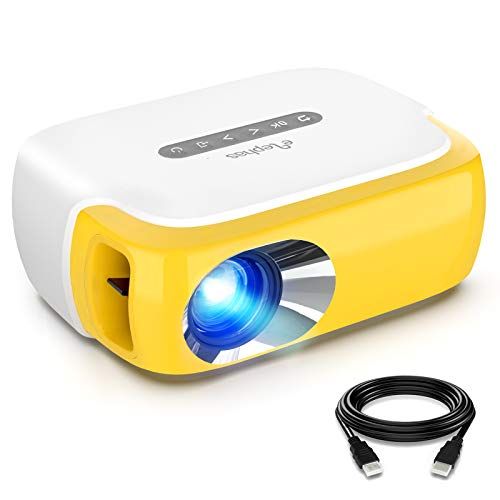  Mini Projector, ELEPHAS Portable LED Full Color Video Projector for Cartoon, TV Movie, Kids Gift, Party Game, Pico Movie Projector for Home Theater with HDMI USB TV AV Interfaces a