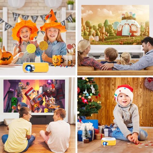  Mini Projector, ELEPHAS Portable LED Full Color Video Projector for Cartoon, TV Movie, Kids Gift, Party Game, Pico Movie Projector for Home Theater with HDMI USB TV AV Interfaces a