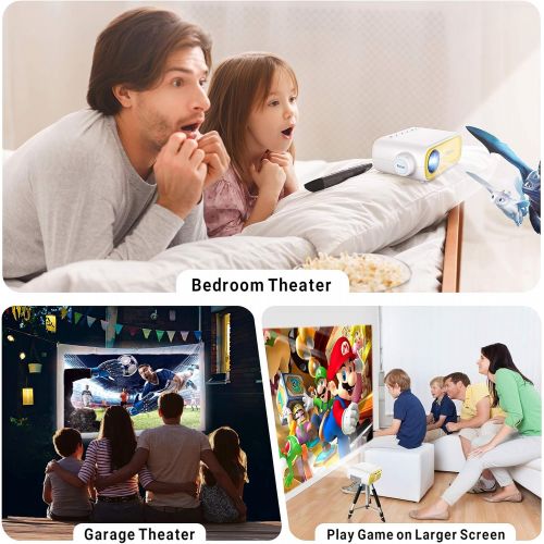  Mini Projector, ELEPHAS Portable Projector for iPhone, Video Smart Led Pocket Pico Small Home Phone Projector for Bedroom with Laptop HDMI USB TV AV Interfaces and Remote Control t