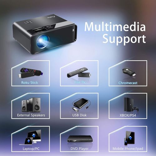  Mini Projector for iPhone, ELEPHAS 2020 WiFi Movie Projector with Synchronize Smartphone Screen, 1080P HD Portable Projector Supported 200 Screen, Compatible with Android/iOS/HDMI/