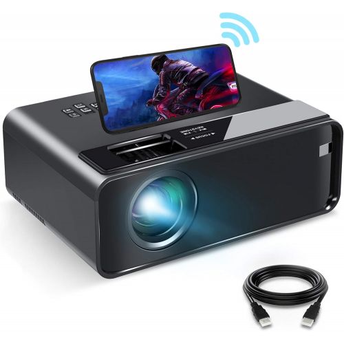  Mini Projector for iPhone, ELEPHAS 2020 WiFi Movie Projector with Synchronize Smartphone Screen, 1080P HD Portable Projector Supported 200 Screen, Compatible with Android/iOS/HDMI/