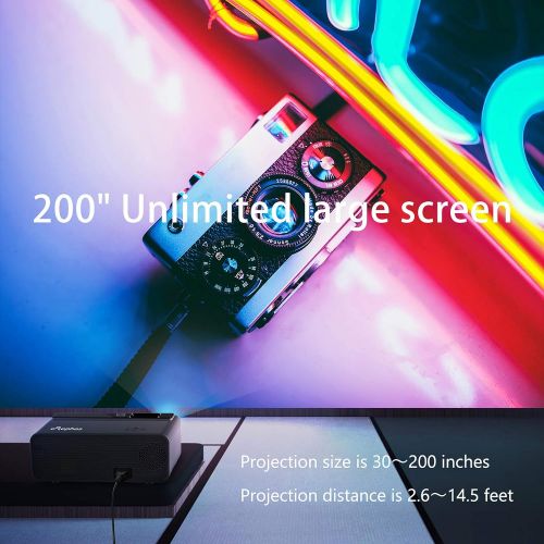  [아마존베스트]Mini Projector for iPhone, ELEPHAS 2020 WiFi Movie Projector with Synchronize Smartphone Screen, 1080P HD Portable Projector Supported 200 Screen, Compatible with Android/iOS/HDMI/