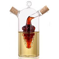 ELETON Hand-blown Glass Olive Oil Vinegar Cruet With Grape Cluster,10 oz Oil and Vinegar Dispenser
