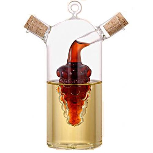 ELETON Hand-blown Glass Olive Oil Vinegar Cruet With Grape Cluster,10 oz Oil and Vinegar Dispenser