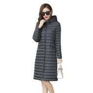 ELFJOY Womens Long Down Coat Packable Ultra Lightweight Jacket Detachable Hooded Coat Winter Outwear