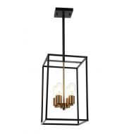 ELIKE E-Like Original Chandelier Lighting with 4 Lights,E26 60W Bulb,W9.8H48.4,Cubic Metal Shade,Oiled Bronze and Satin Gold Finish,Black Chandelier,Chandeliers for Dining Room
