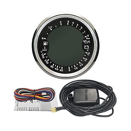  [아마존베스트]Eling Multifunctional GPS Tachometer Hour Counter Water Temperature Fuel Level Oil Pressure Voltmeter 12V 85mm with Backlight