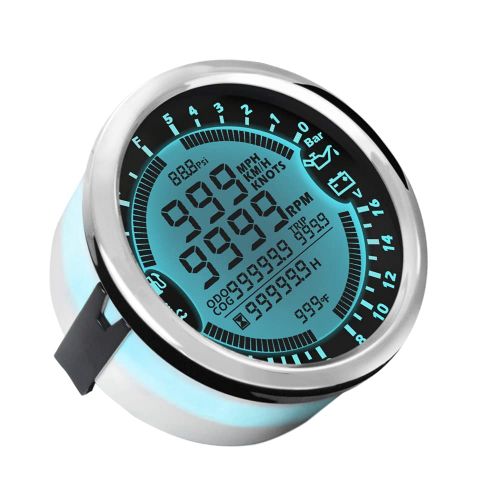  [아마존베스트]Eling Multifunctional GPS Tachometer Hour Counter Water Temperature Fuel Level Oil Pressure Voltmeter 12V 85mm with Backlight