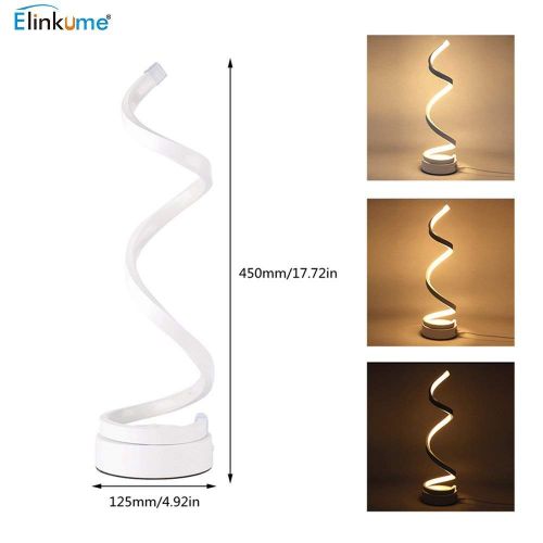  Modern Spiral LED Table Lamp - ELINKUME 12W Smart Dimmable Curved LED Desk Lamp, Contemporary Minimalist Design, Warm White Light, Creative Acrylic LED Modeling Lamp Perfect for Be