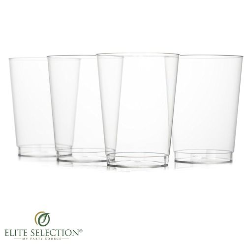  ELITE SELECTION Clear Disposable Plastic Cups Disposable 8 Oz. Pack Of (50) Fancy Hard Plastic Cups - Party...