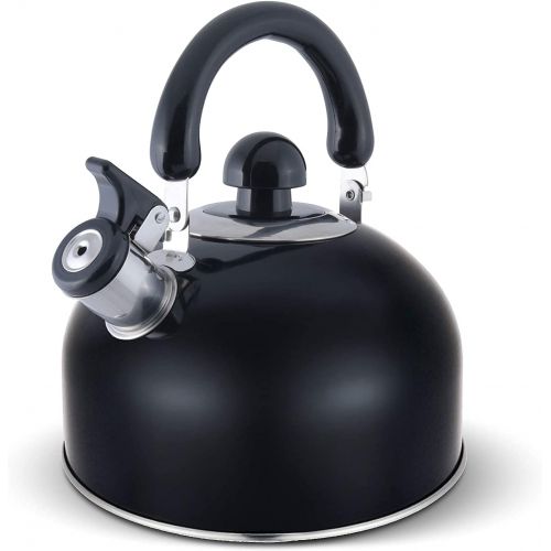  [아마존베스트]ELITRA HOME ELITRA Whistling Tea Kettle - Stainless Steel Tea Pot with Stay Cool Handle - 2.6 Quart / 2.5 Liter - (BLACK)