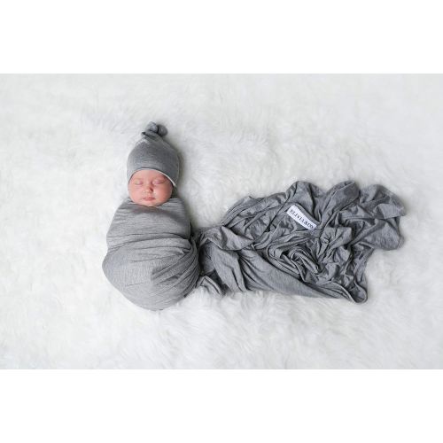  ELIVIA & CO. Swaddle Blanket & Hat Set | Receiving Blanket | Soft & Cozy | 47 x 47 Size for Newborns, Infants, and Toddlers - (Gray)