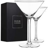 ELIXIR GLASSWARE Martini Glasses Set of 2-9 oz - Hand Blown Crystal Martini Glasses with Stem - Elegant Cocktail Glasses for Bar, Martini, Cosmopolitan, Manhattan Cocktail Glass Set