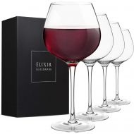 Elixir Glassware Red Wine Glasses  Large Wine Glasses, Hand Blown  Set of 4 Long Stem Wine Glasses, Premium Crystal  Wine Tasting, Wedding, Anniversary, Christmas  22 oz, Clear