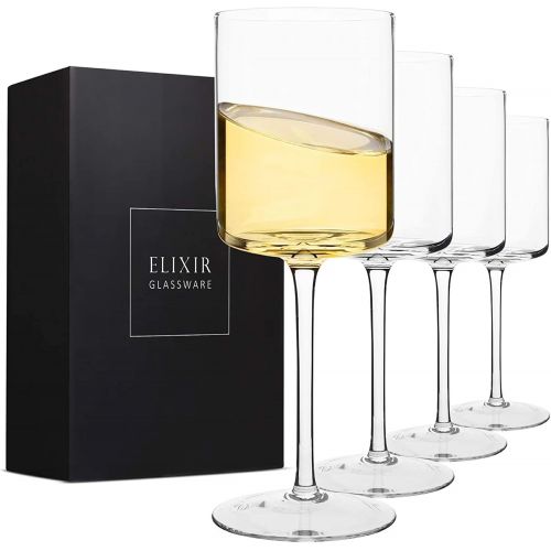  [아마존베스트]Elixir Glassware Wine Glasses, Large Red Wine or White Wine Glass Set of 4 - Unique, for Women, Men, Wedding, Anniversary, Christmas, Birthday - 14oz, Premium Crystal (14oz)