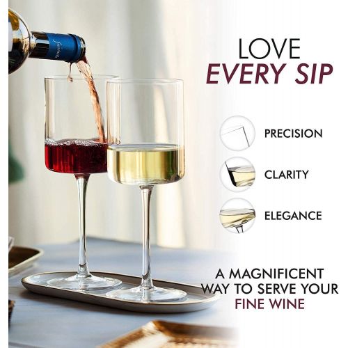  [아마존베스트]Elixir Glassware Wine Glasses, Large Red Wine or White Wine Glass Set of 4 - Unique, for Women, Men, Wedding, Anniversary, Christmas, Birthday - 14oz, Premium Crystal (14oz)