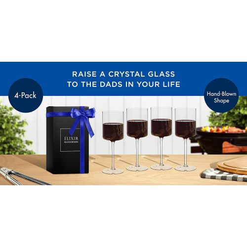  [아마존베스트]Elixir Glassware Wine Glasses, Large Red Wine or White Wine Glass Set of 4 - Unique, for Women, Men, Wedding, Anniversary, Christmas, Birthday - 14oz, Premium Crystal (14oz)