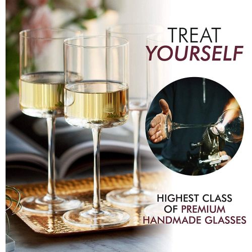  [아마존베스트]Elixir Glassware Wine Glasses, Large Red Wine or White Wine Glass Set of 4 - Unique, for Women, Men, Wedding, Anniversary, Christmas, Birthday - 14oz, Premium Crystal (14oz)