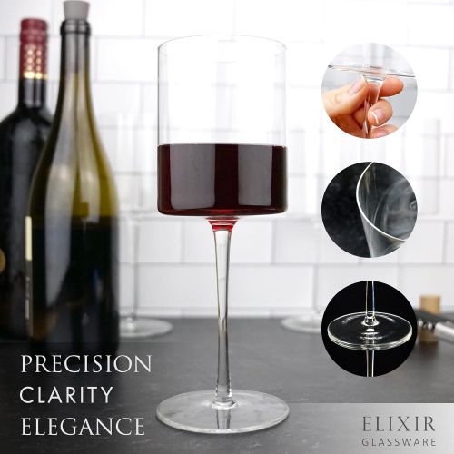  [아마존베스트]Elixir Glassware Wine Glasses, Large Red Wine or White Wine Glass Set of 4 - Unique, for Women, Men, Wedding, Anniversary, Christmas, Birthday - 14oz, Premium Crystal (14oz)