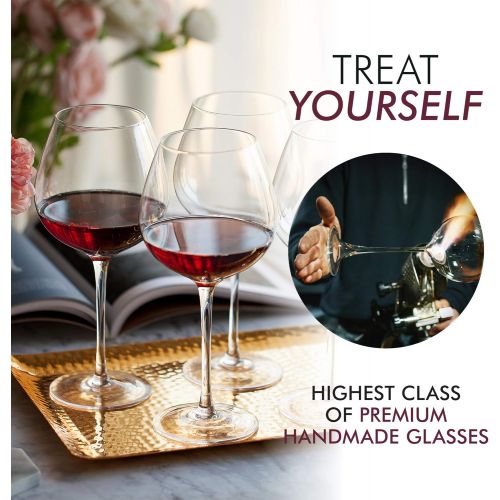  [아마존베스트]Elixir Glassware Red Wine Glasses  Large Wine Glasses, Hand Blown  Set of 4 Long Stem Wine Glasses, Premium Crystal  Wine Tasting, Wedding, Anniversary, Christmas  22 oz, Clear