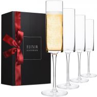 [아마존베스트]Elixir Glassware Champagne Flutes, Edge Champagne Glass Set of 4 - Modern & Elegant for Women, Men, Wedding, Anniversary, Christmas, Birthday - 6oz, Premium Crystal