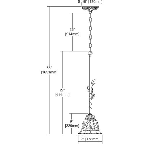  ELK Elk 08018-Tbh Latham 1-Light Pendant, 27-Inch, Tiffany Bronze With Highlight