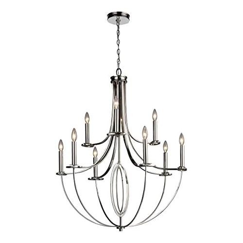  ELK Elk 101596+3 Dione 9-Light Chandelier, 32 by 40-Inch, Polished Nickel Finish