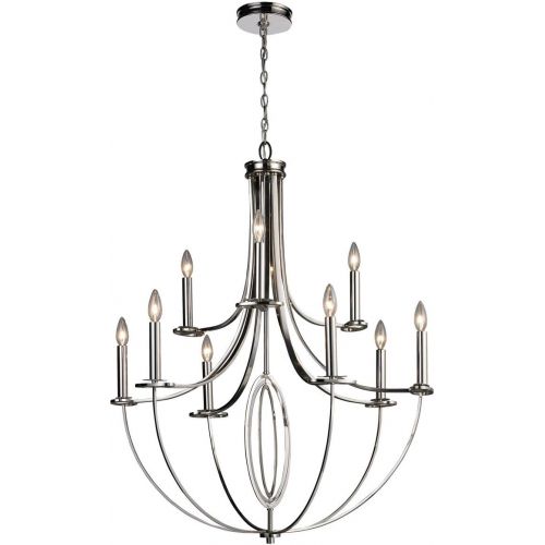  ELK Elk 101596+3 Dione 9-Light Chandelier, 32 by 40-Inch, Polished Nickel Finish