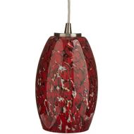 ELK Elk 102201EMB Maui 1-Light Pendant with Ember Glass Shade, 5 by 8-Inch, Satin Nickel Finish
