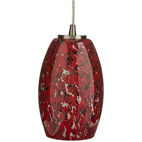  ELK Elk 102201EMB Maui 1-Light Pendant with Ember Glass Shade, 5 by 8-Inch, Satin Nickel Finish