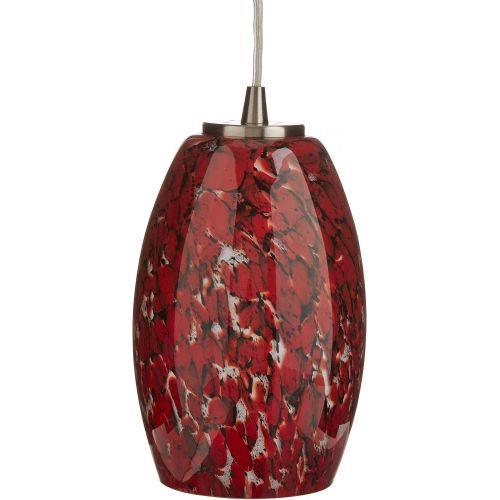  ELK Elk 102201EMB Maui 1-Light Pendant with Ember Glass Shade, 5 by 8-Inch, Satin Nickel Finish