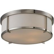 ELK Elk 114653 3-Light Flush Mount with Opal White Glass Shade, 15 by 5-Inch, Brushed Nickel Finish