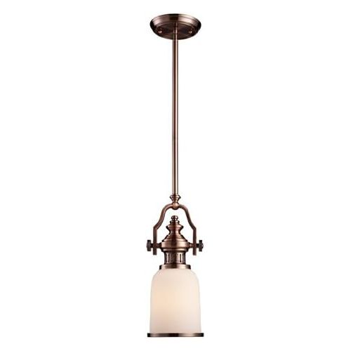  ELK Elk 66142-1 Chadwick 1-Light 16-12-Inch Pendant, Antique Copper With White Glass