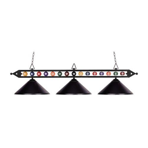  ELK Elk 190-1-Bk-M Designer Classics 3-Light Billiard Light, 14-Inch, Matte Black With Metal Shades