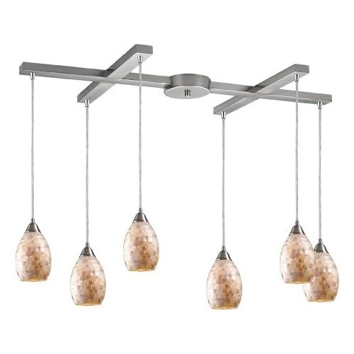  ELK Elk 101416 Capri 6-Light 33-Inch Width by 9-Inch Height Pendant In Satin Nickel