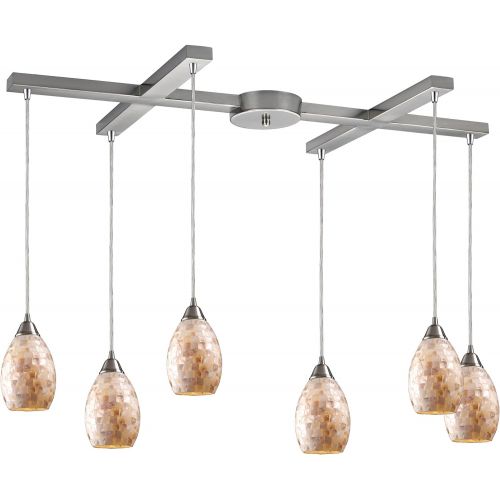  ELK Elk 101416 Capri 6-Light 33-Inch Width by 9-Inch Height Pendant In Satin Nickel