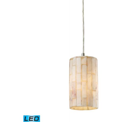  ELK Elk 101471-LED Piedra 1-LED Light Pendant with Genuine Stone Glass Shade, 4 by 8-Inch, Satin Nickel Finish