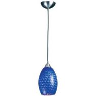 ELK Elk 517-1S-LED Mulinello 1-LED Light Pendant with Sapphire Glass Shade, 6 by 11-Inch, Satin Nickel Finish