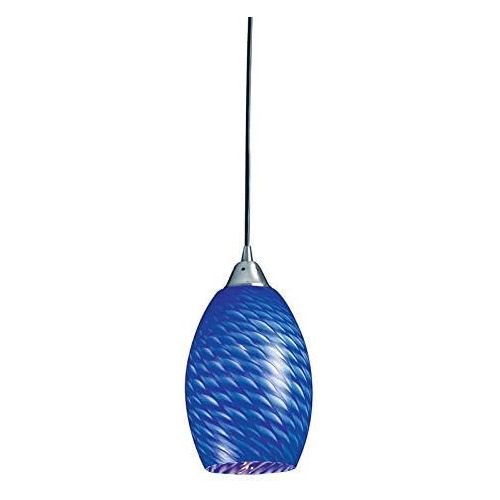  ELK Elk 517-1S-LED Mulinello 1-LED Light Pendant with Sapphire Glass Shade, 6 by 11-Inch, Satin Nickel Finish