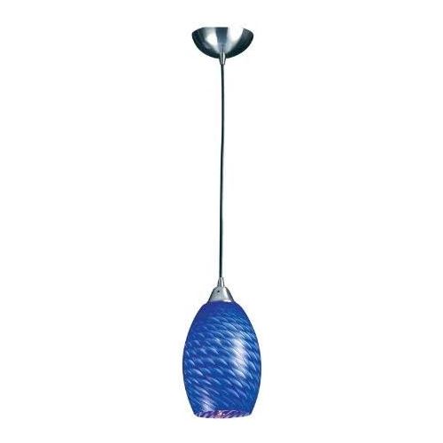  ELK Elk 517-1S-LED Mulinello 1-LED Light Pendant with Sapphire Glass Shade, 6 by 11-Inch, Satin Nickel Finish