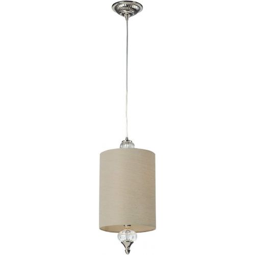  ELK Elk 313021 Dalton 1-Light Pendant White Fabric Shade Polished Nickel, 8 by 18-Inch, Polished Chrome Finish