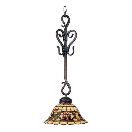  ELK Elk 369-Va Tiffany Buckingham 1-Light Pendant, 25-Inch, Vintage Antique With Tiffany Style Glass