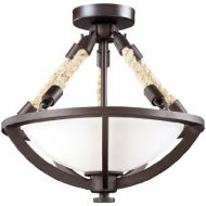 ELK Elk 63011-2 Natural Rope 2-Light Semi-Flush, Aged Bronze